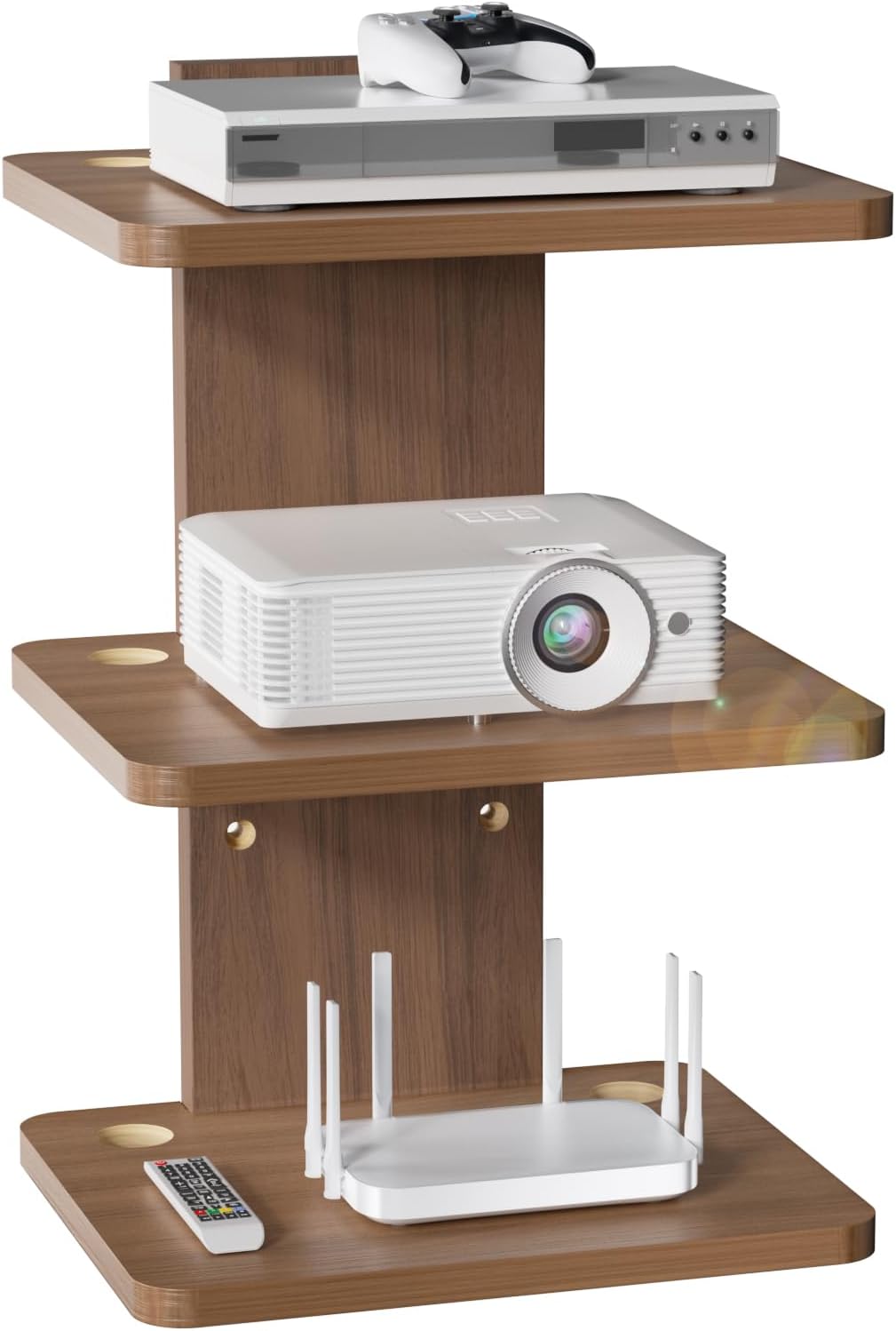 3 Tier Walnut Floating TV Shelf