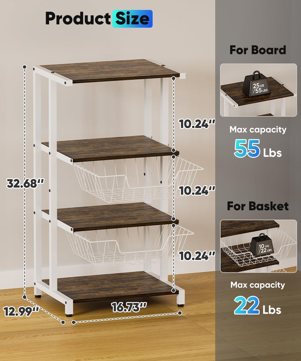 4-Tier Corner Media Stand Baskets