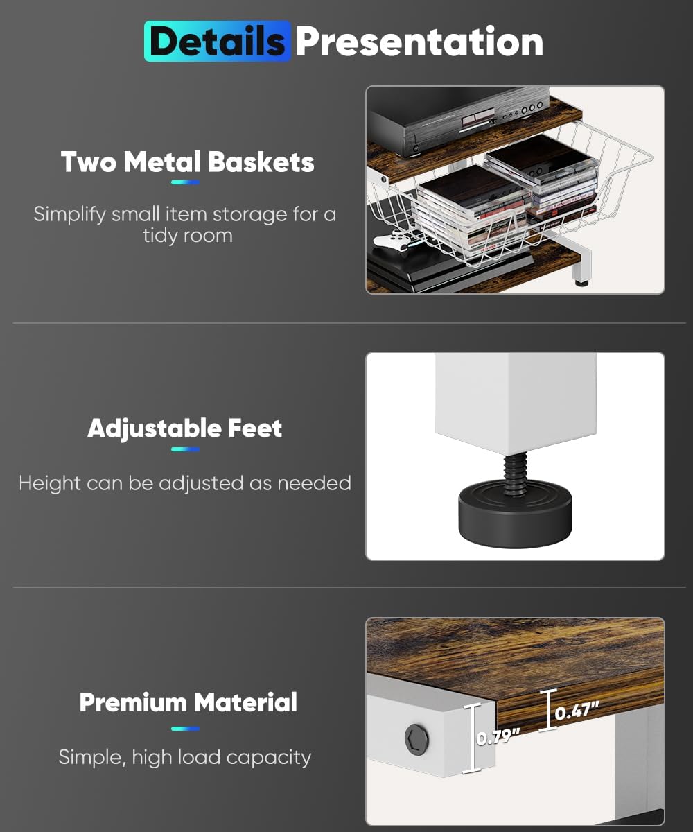 4-Tier Corner Media Stand Baskets