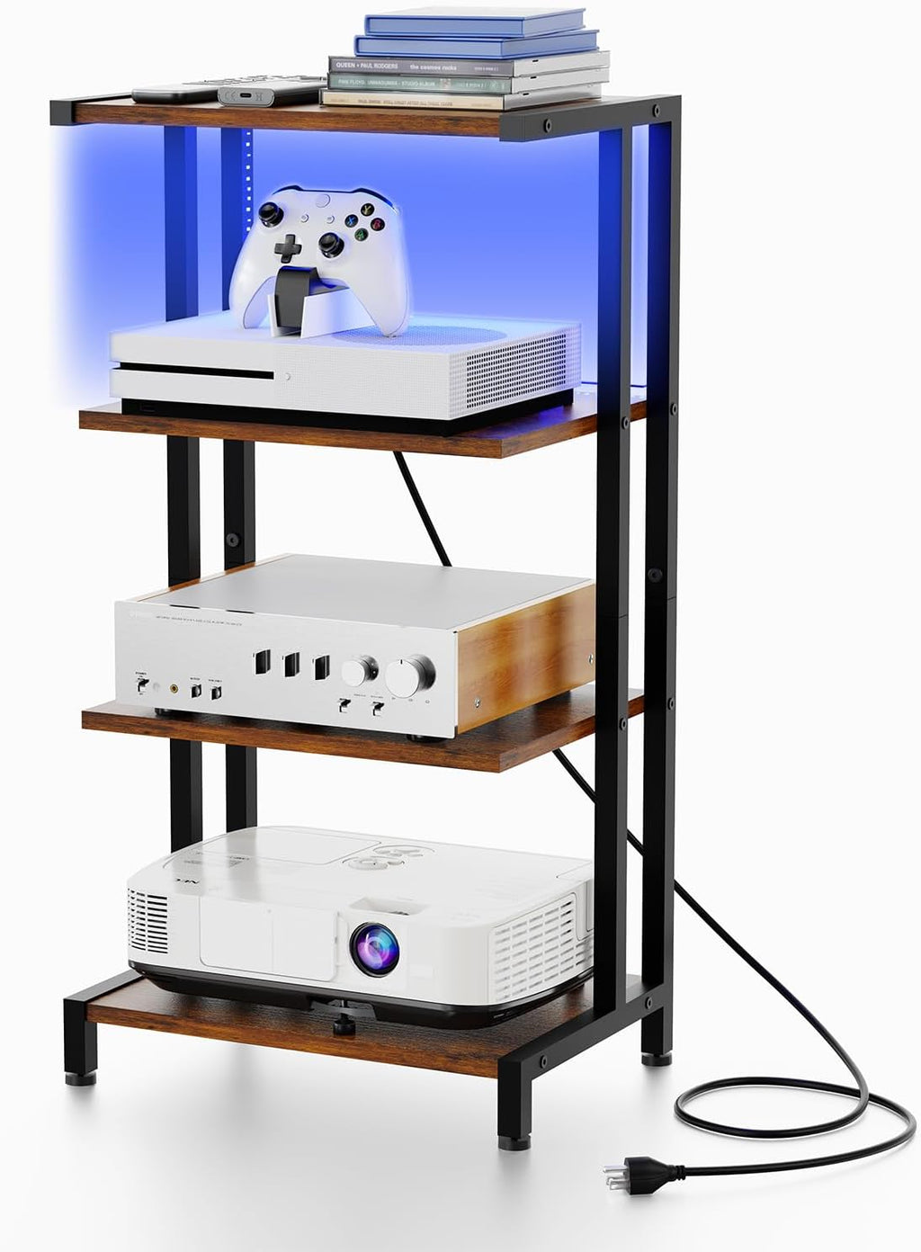 LED Corner 4-Tier Media Stand