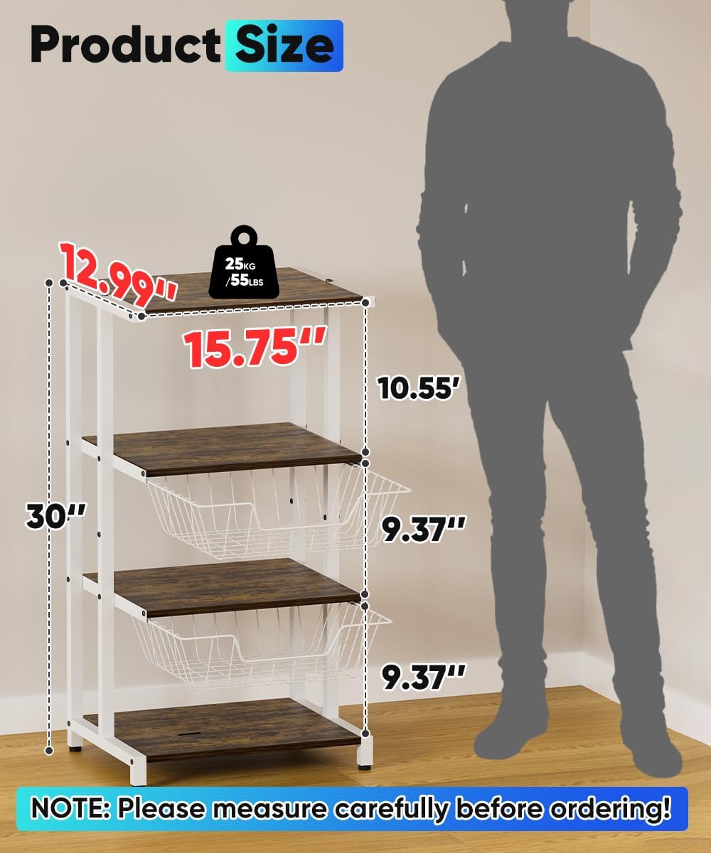 4-Tier Corner Media Stand Baskets