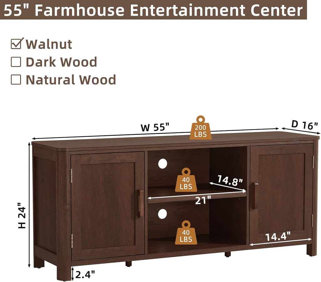 Farmhouse Walnut TV Storage Console