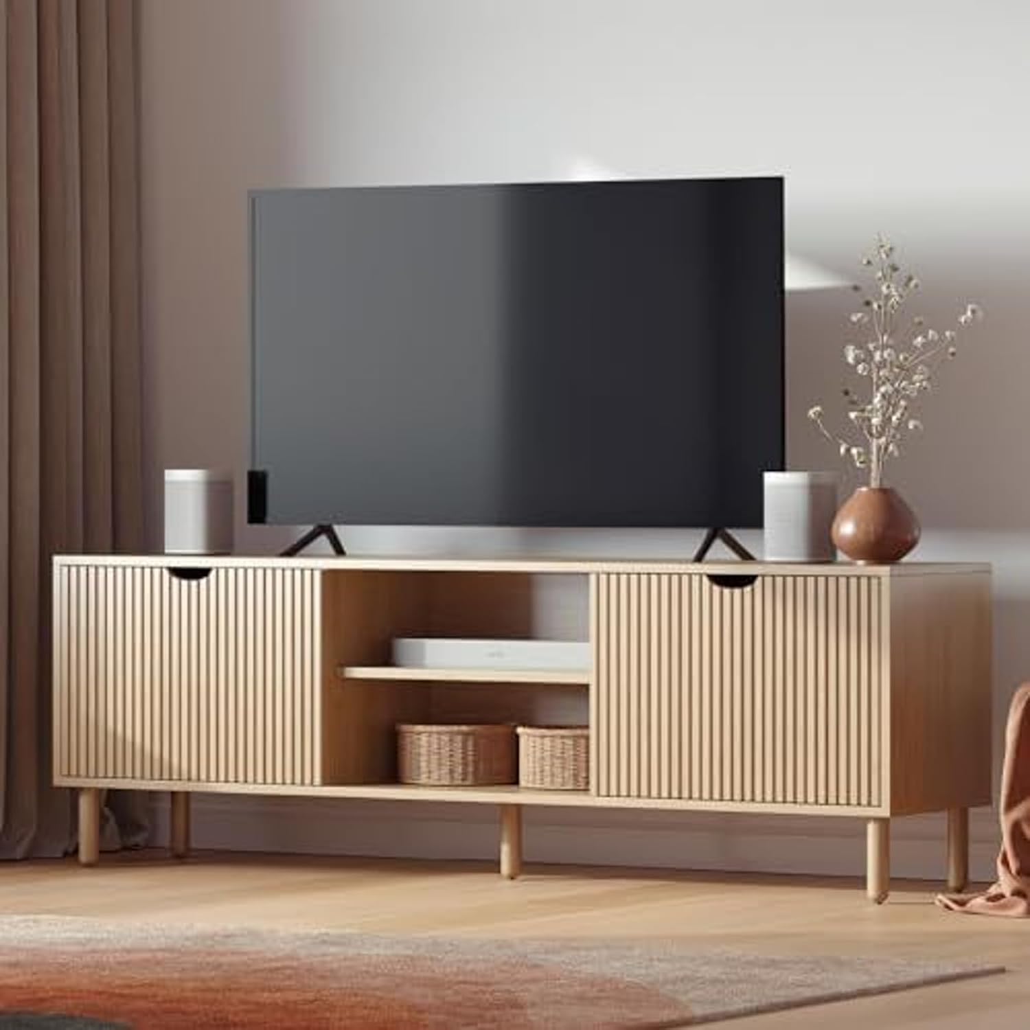 Fluted Large TV Media Console