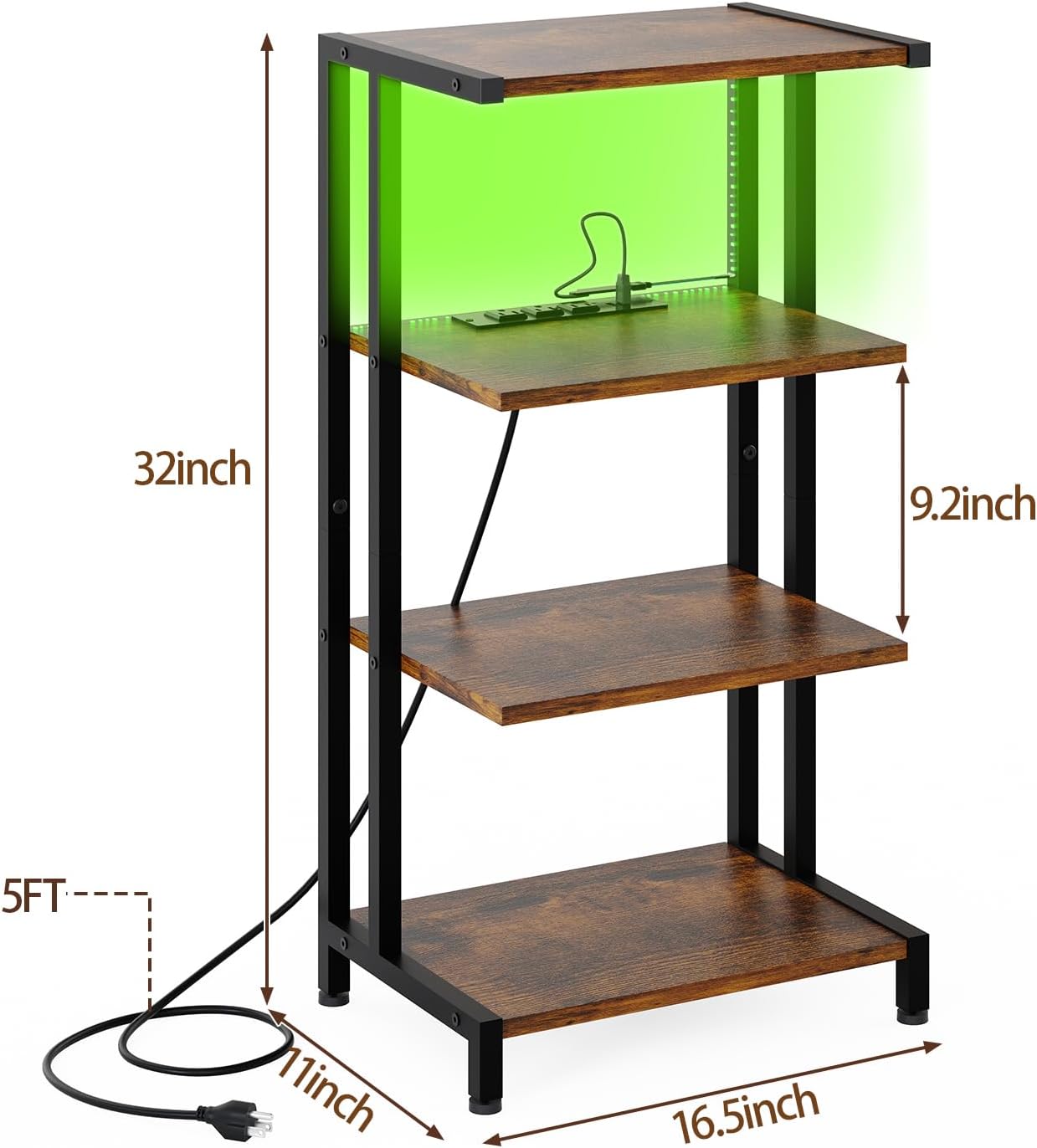 LED Corner 4-Tier Media Stand