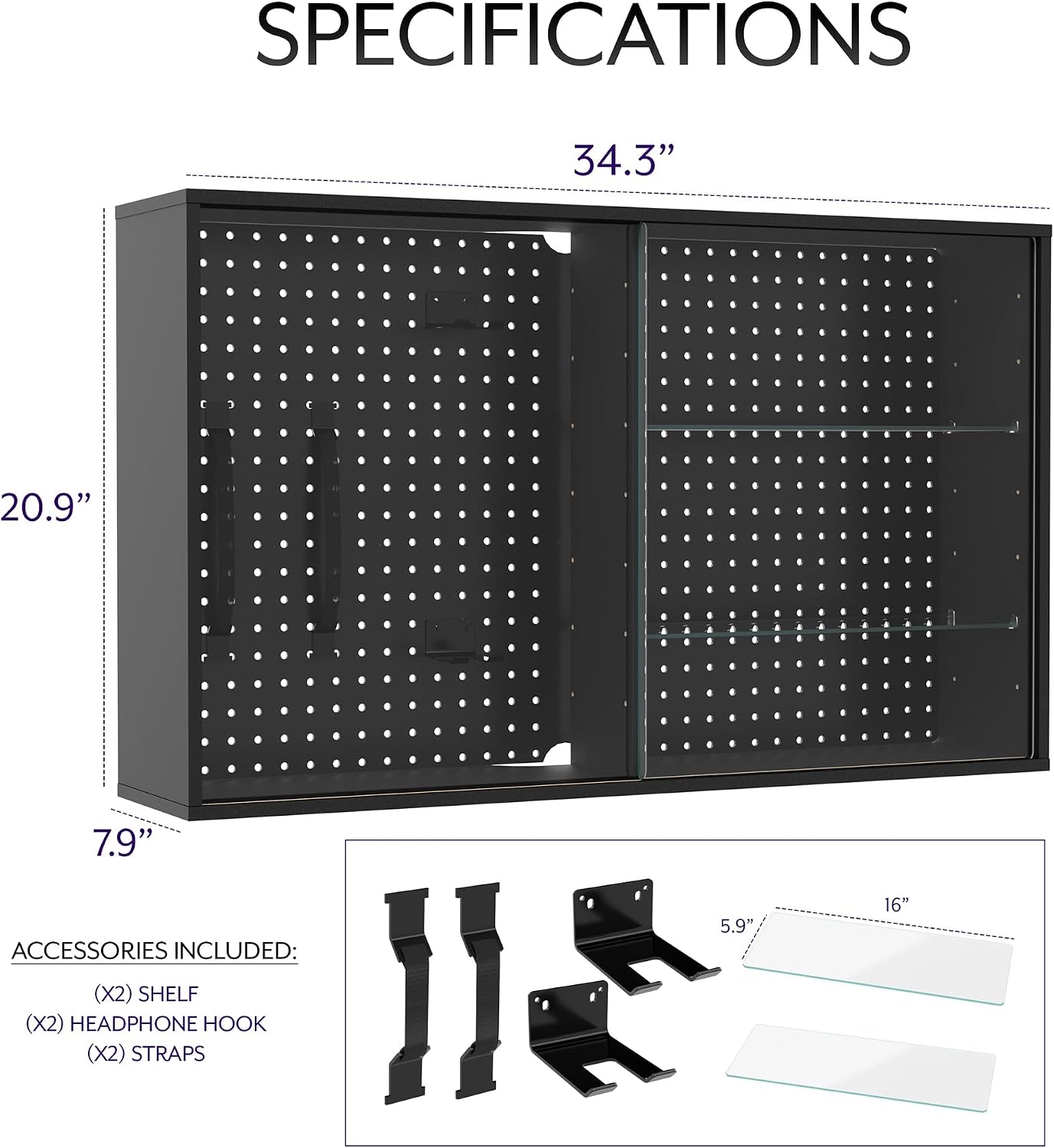 Wall Glass Door Pegboard Cabinet