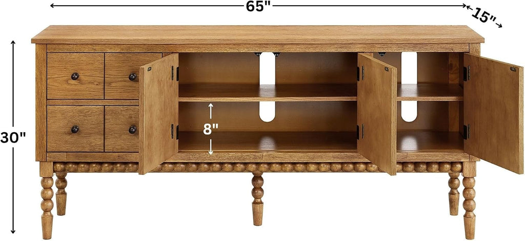 Spindle Leg Oak TV Console Cabinet