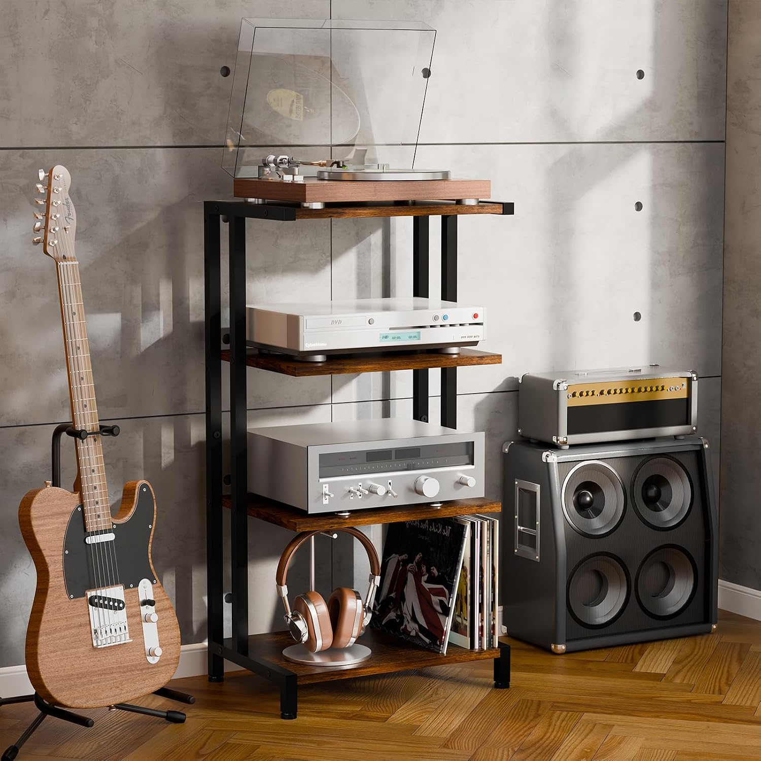 Narrow Corner 4-Tier Media Stand
