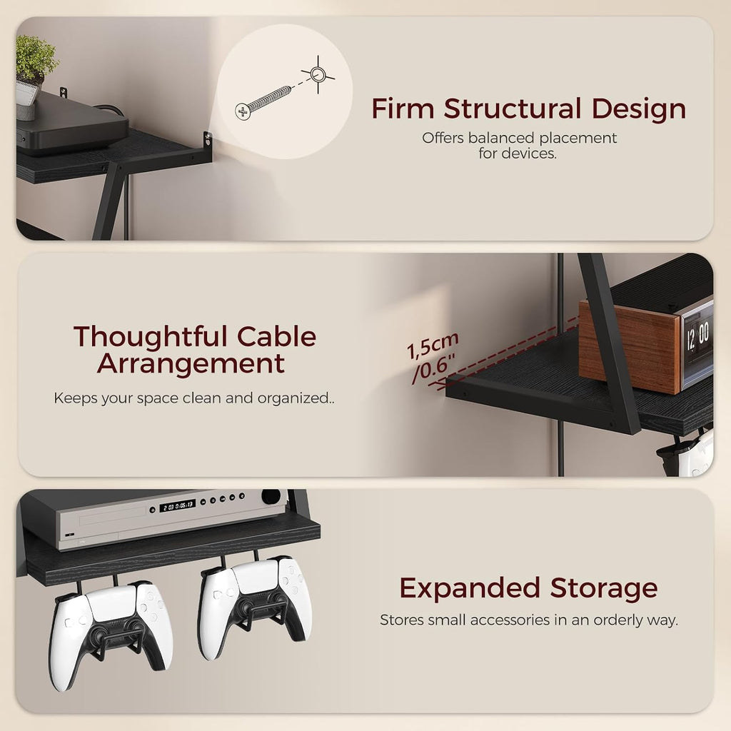 2 Tier Floating Game TV Shelf