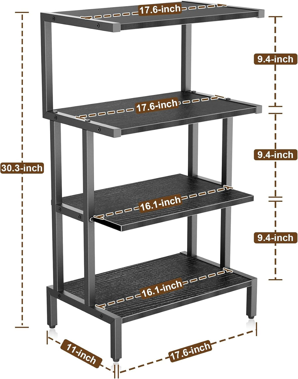 Wood 4-Tier Gaming Media Cabinet
