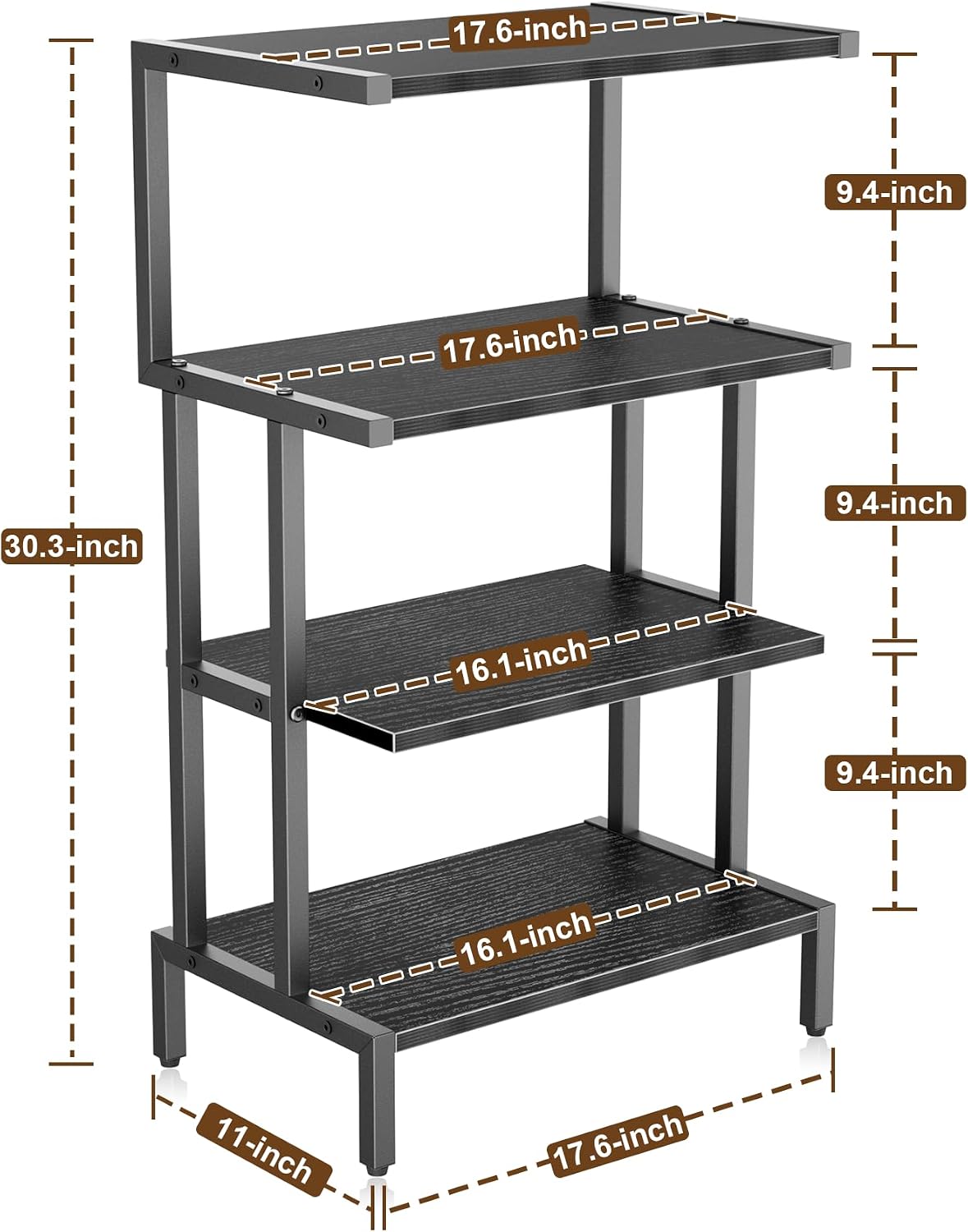 Wood 4-Tier Gaming Media Cabinet