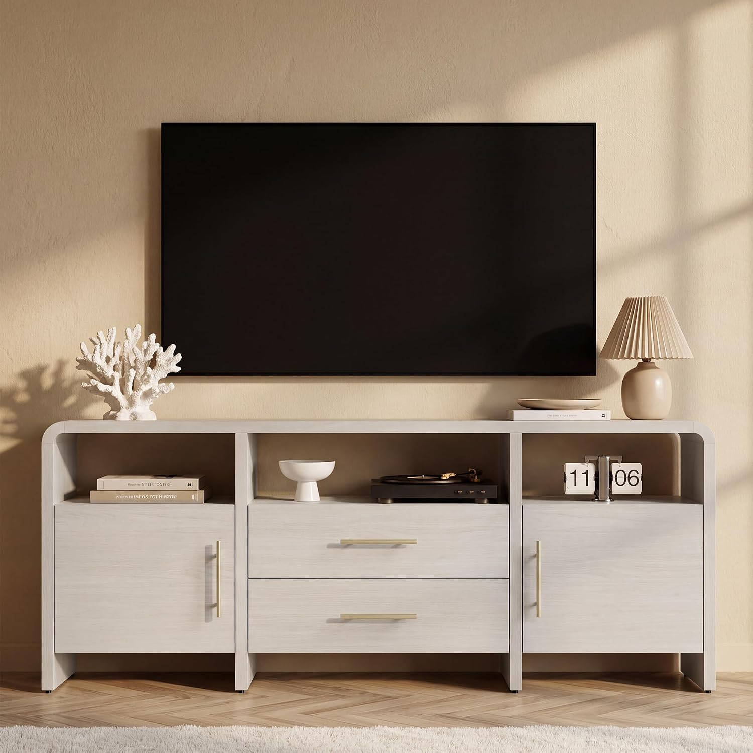 Curved Storage TV Media Stand