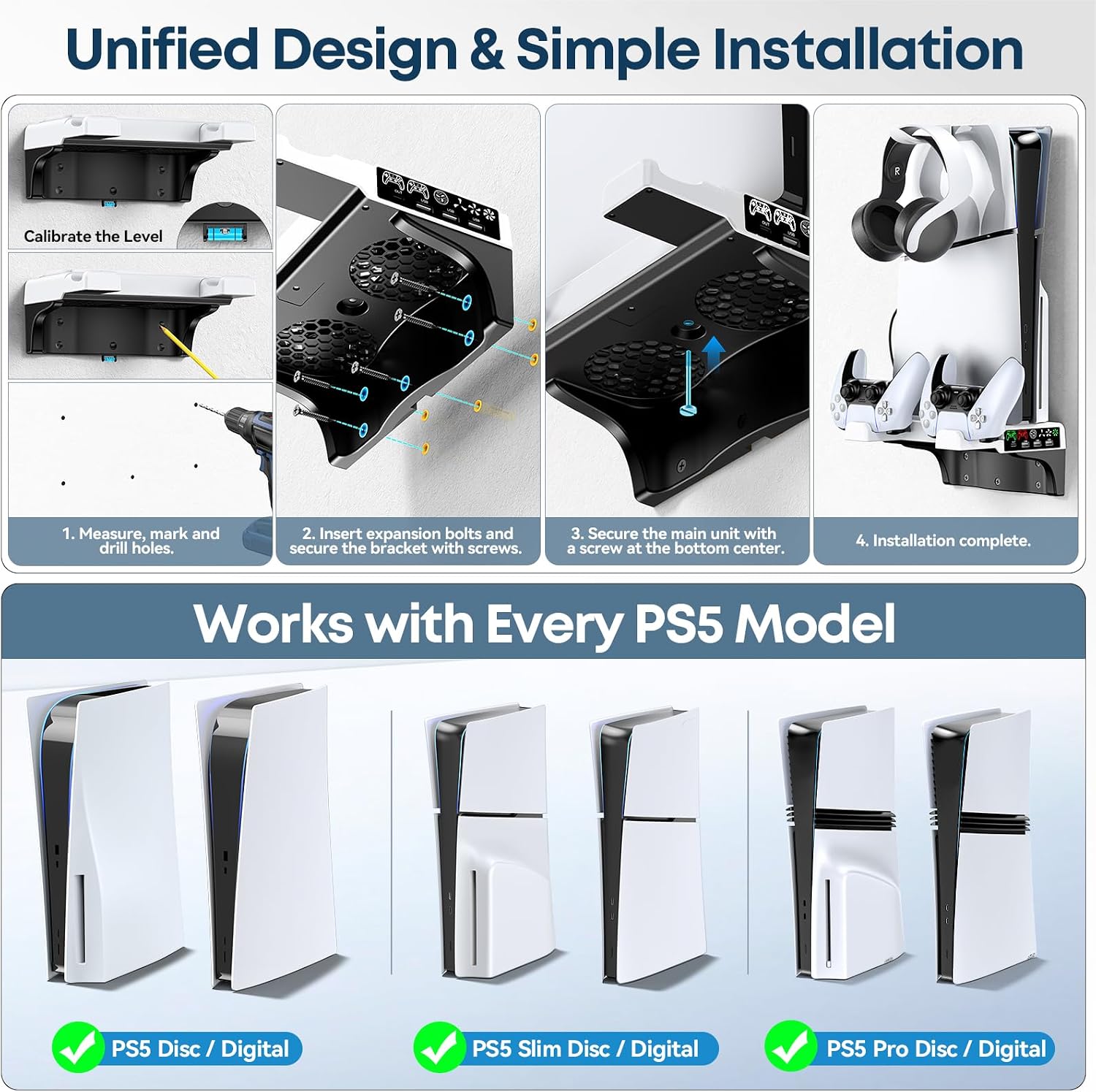 PS5 Cooling Floating Wall Mount Kit