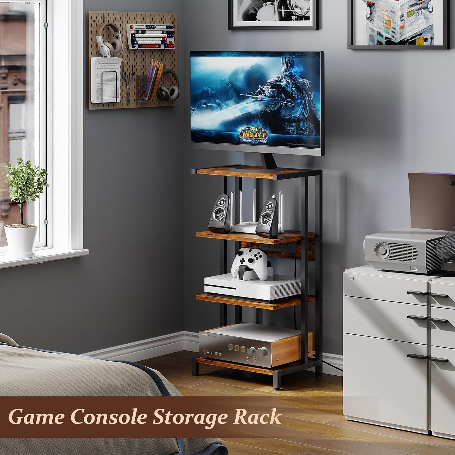 Narrow 4-Tier Gaming Media Stand