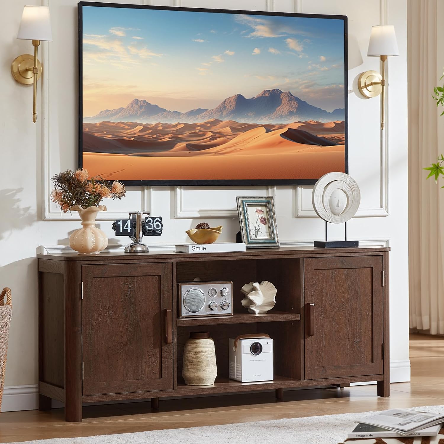 Farmhouse Walnut TV Storage Console