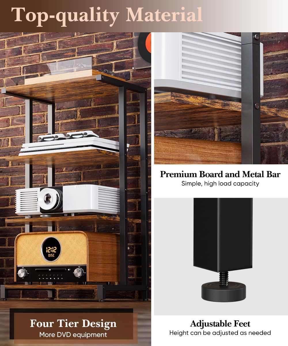 Wooden 4-Tier Media Storage Rack