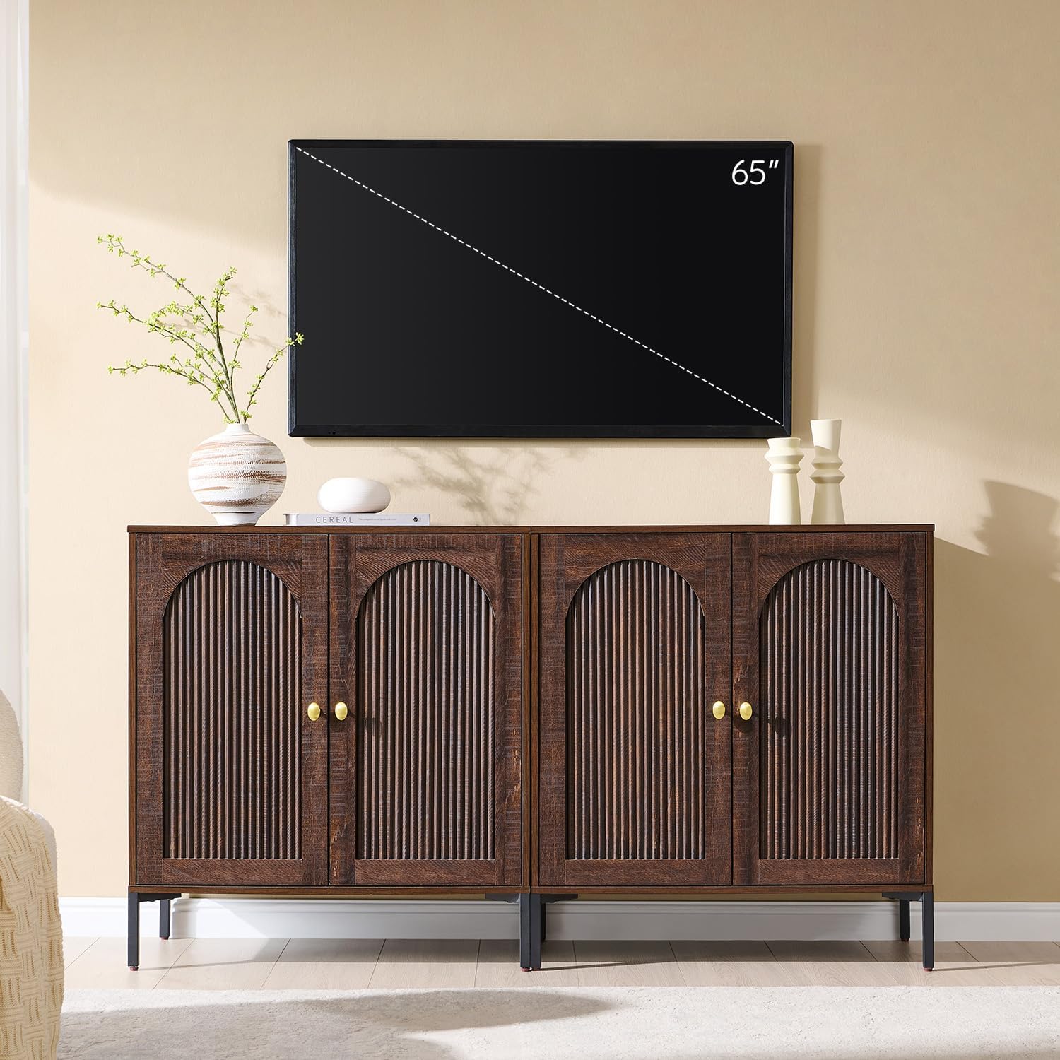 Fluted Mid-Century TV Console