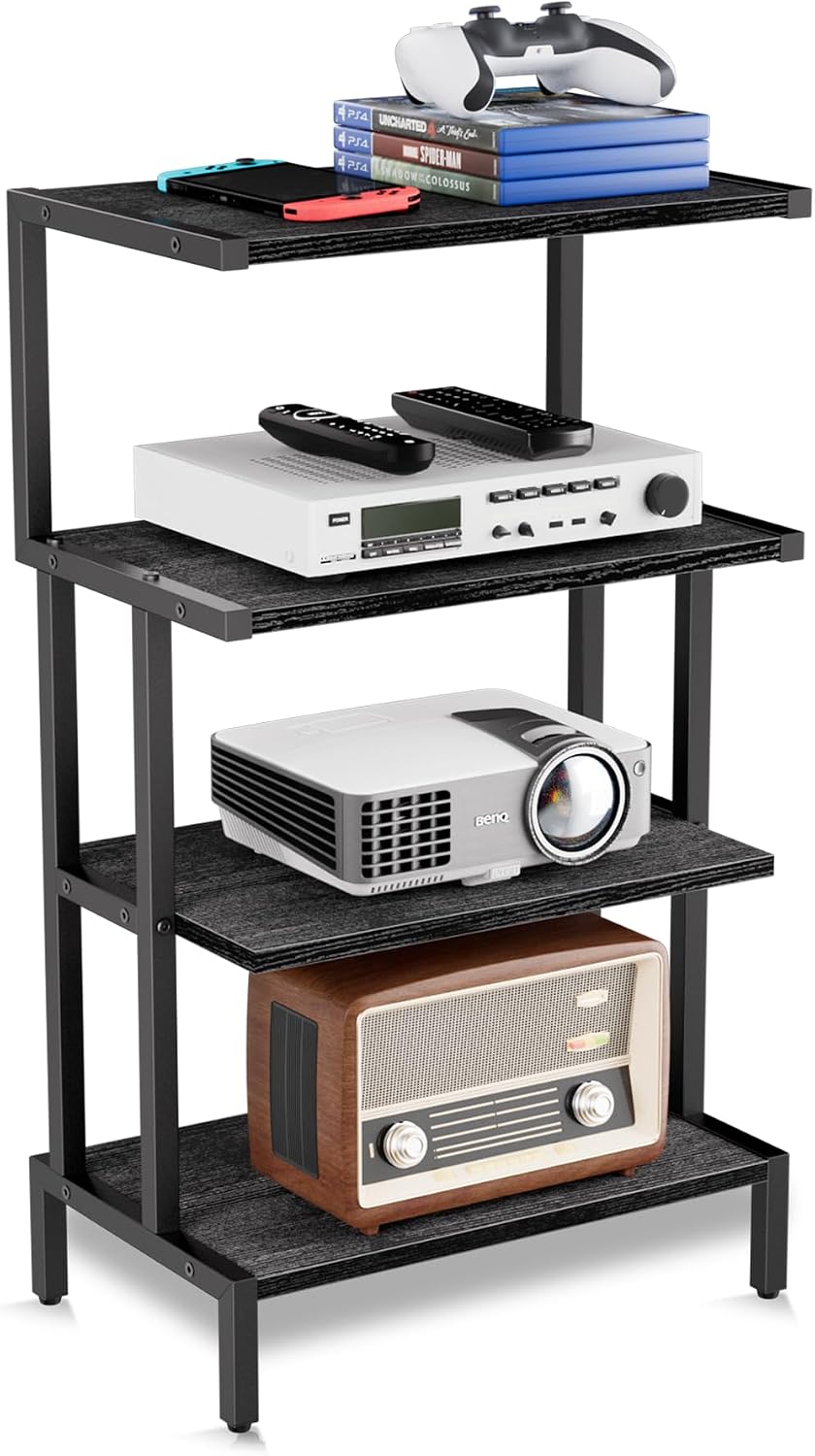 Wood 4-Tier Gaming Media Cabinet