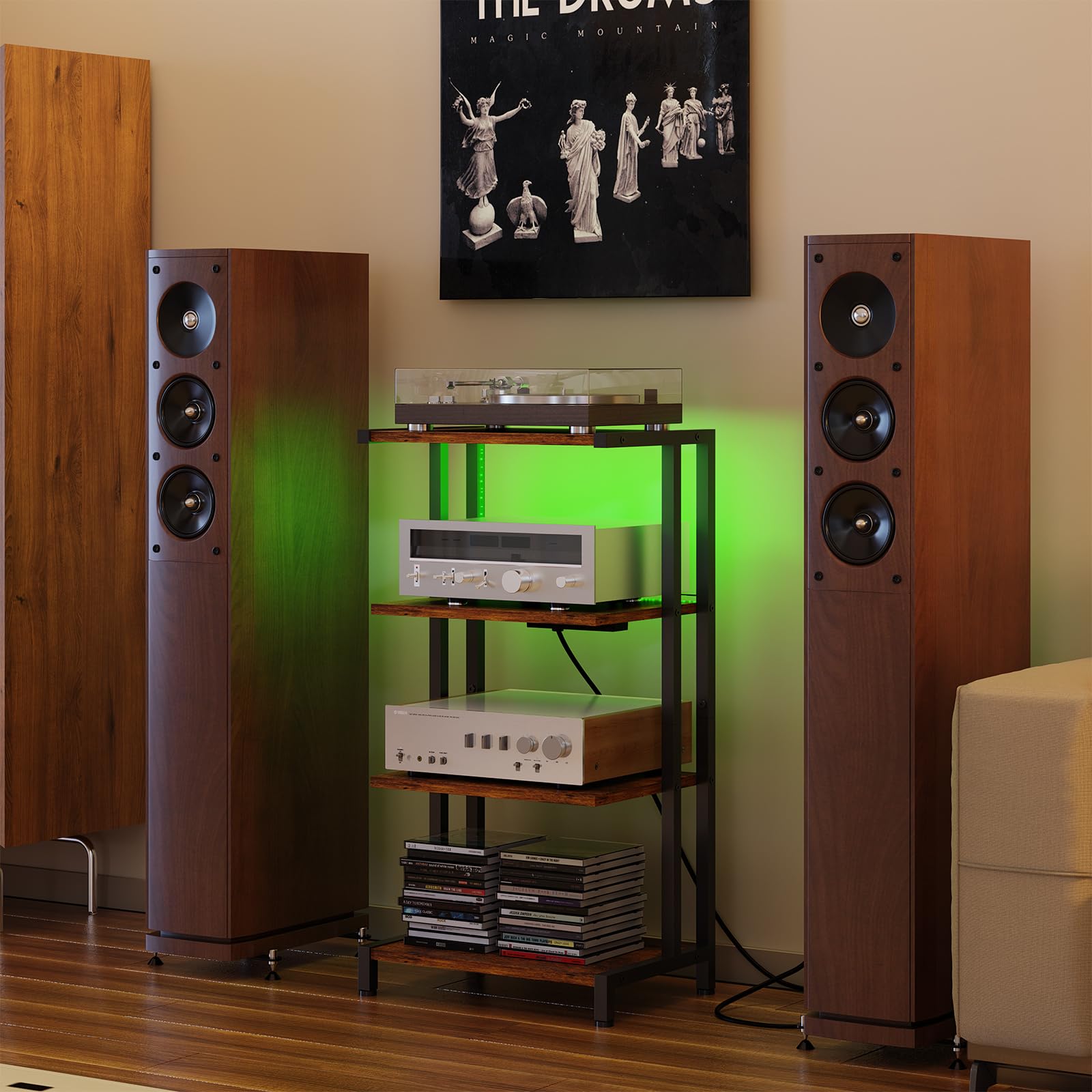 LED Corner 4-Tier Media Stand