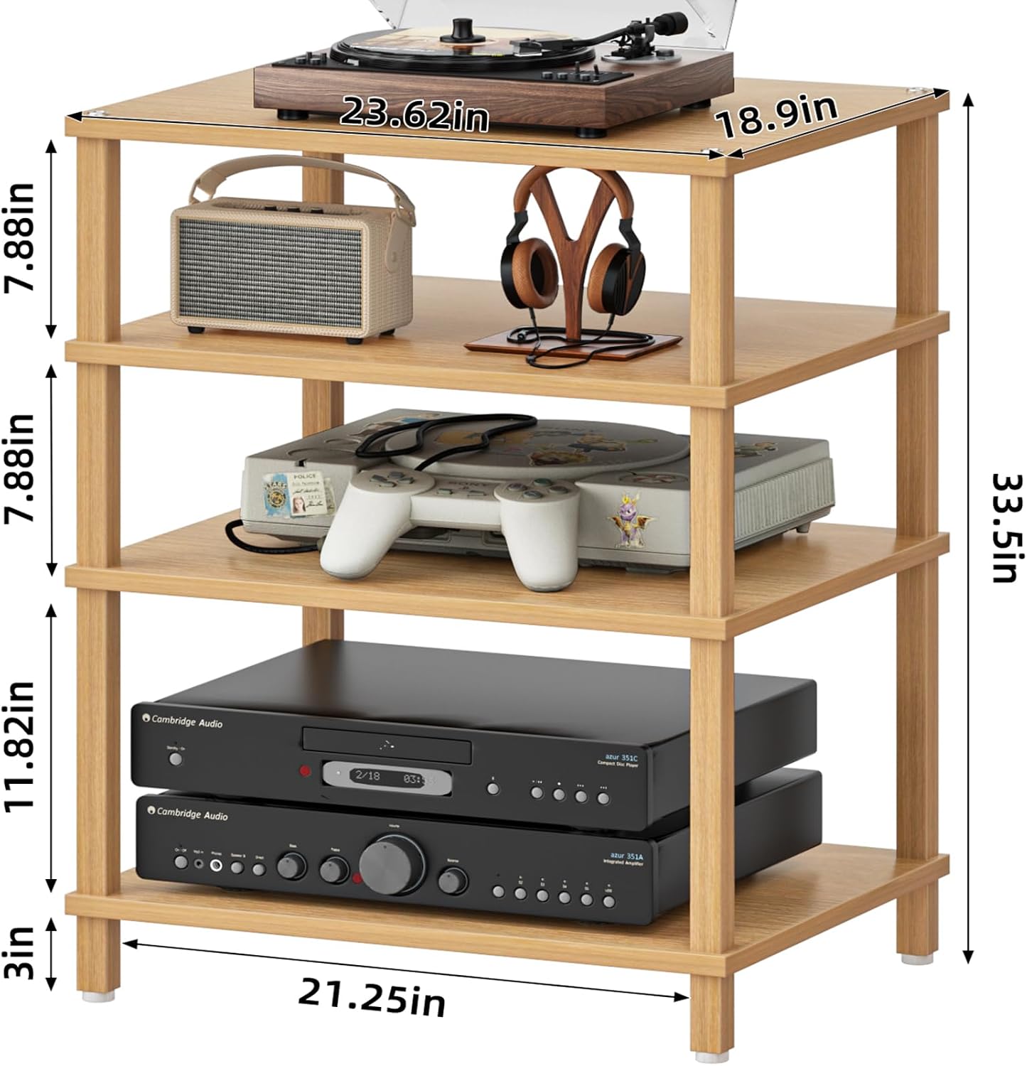 4-Tier Wooden Entertainment Stand
