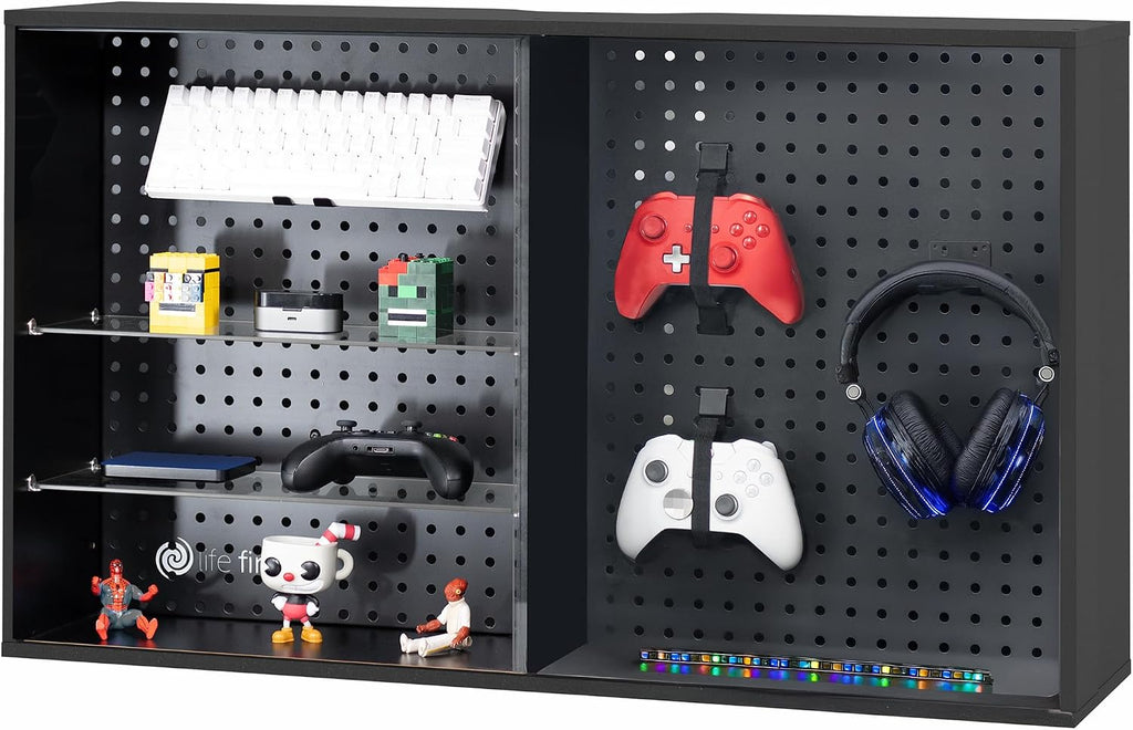 Wall Glass Door Pegboard Cabinet