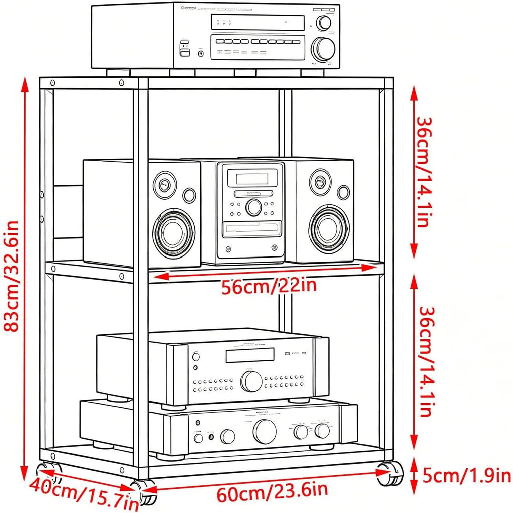 Mobile Wooden Steel Audio Rack
