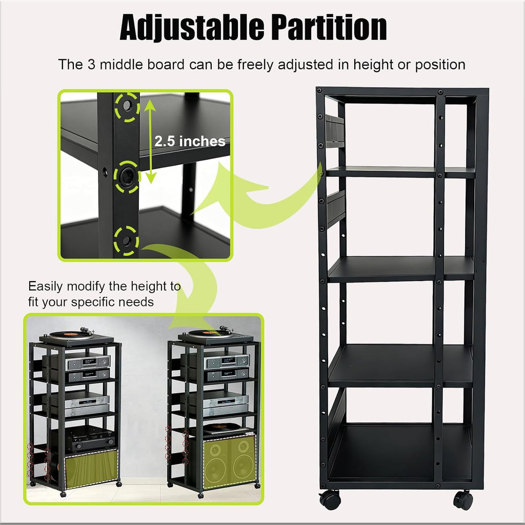 Mobile 5-Tier Audio Media Stand