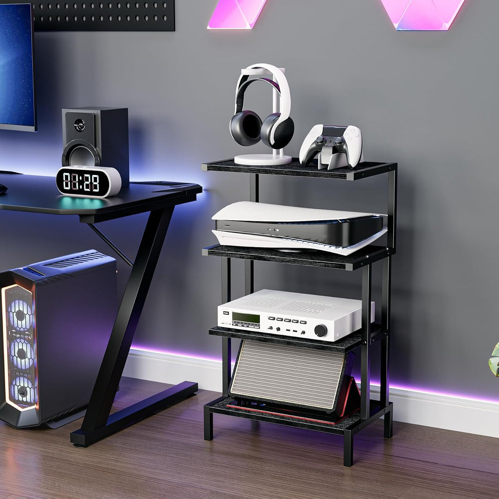 Wood 4-Tier Gaming Media Cabinet