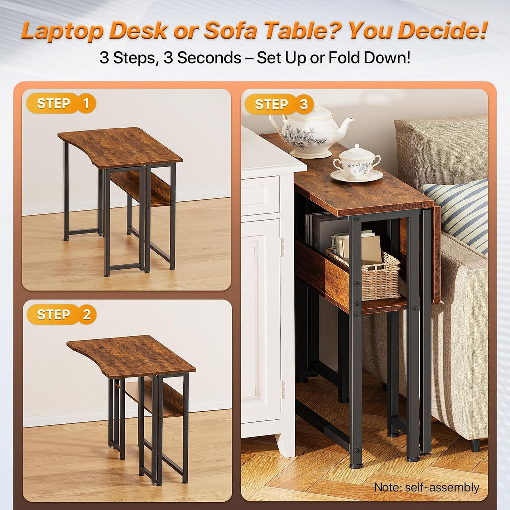 Foldable Desk With Storage Shelf