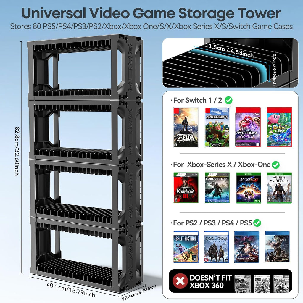 Game Disc Storage Tower Organizer