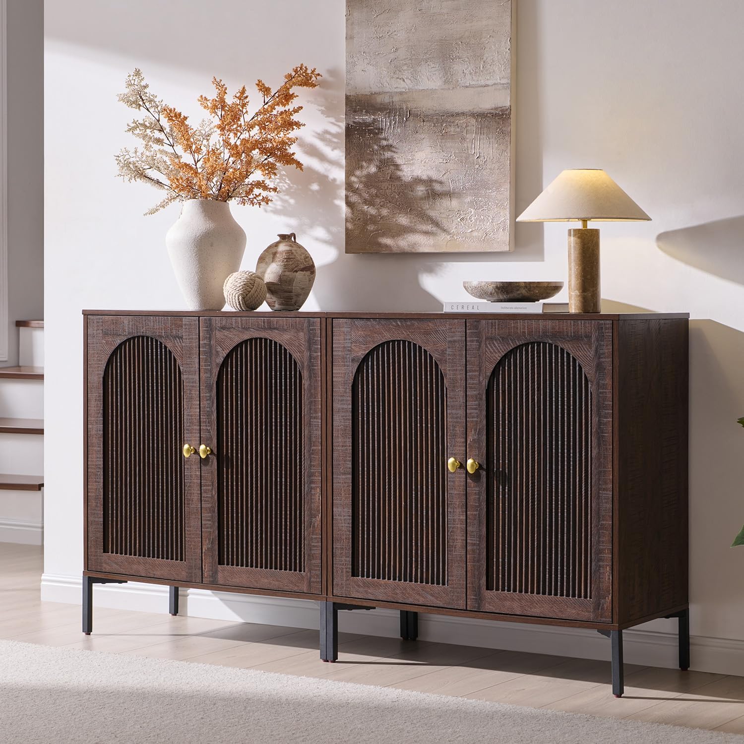 Fluted Mid-Century TV Console