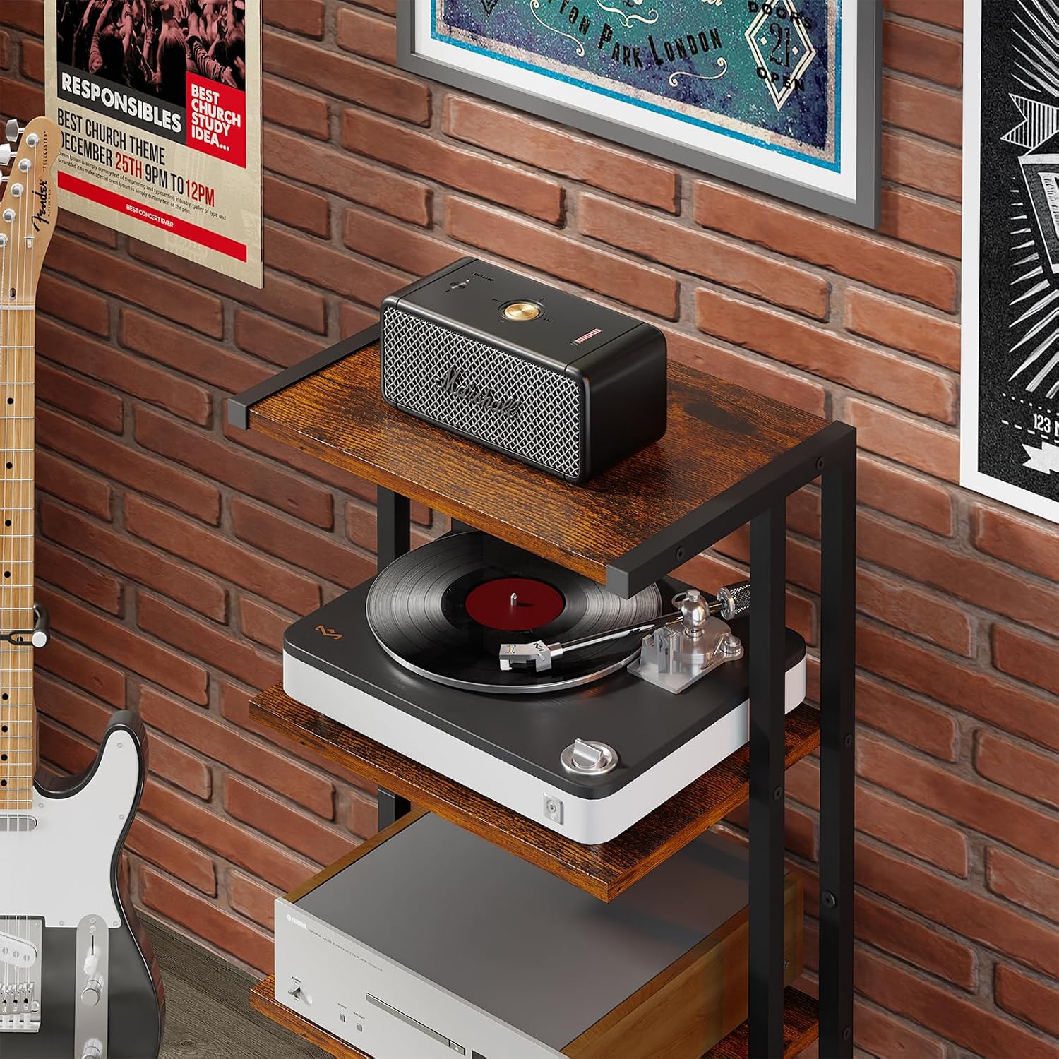 Narrow Corner 4-Tier Media Stand