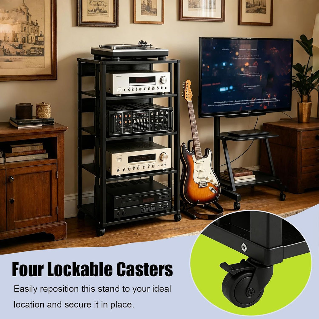 Mobile 5-Tier Audio Media Stand