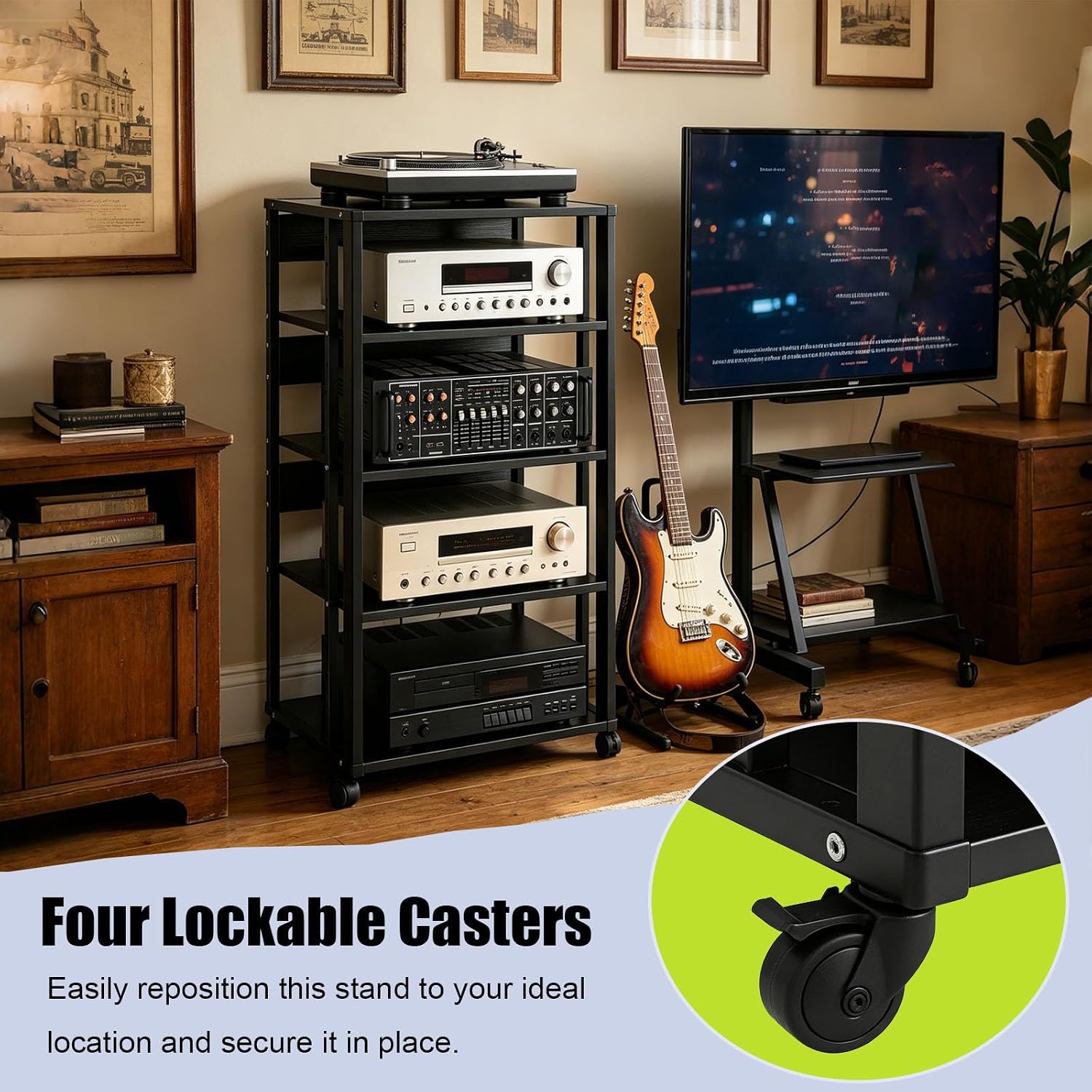 Mobile 5-Tier Audio Media Stand