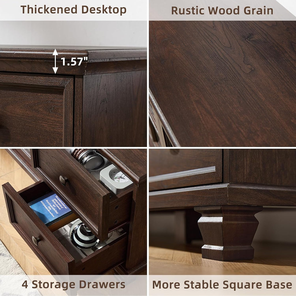 Farmhouse Walnut Drawer TV Stand