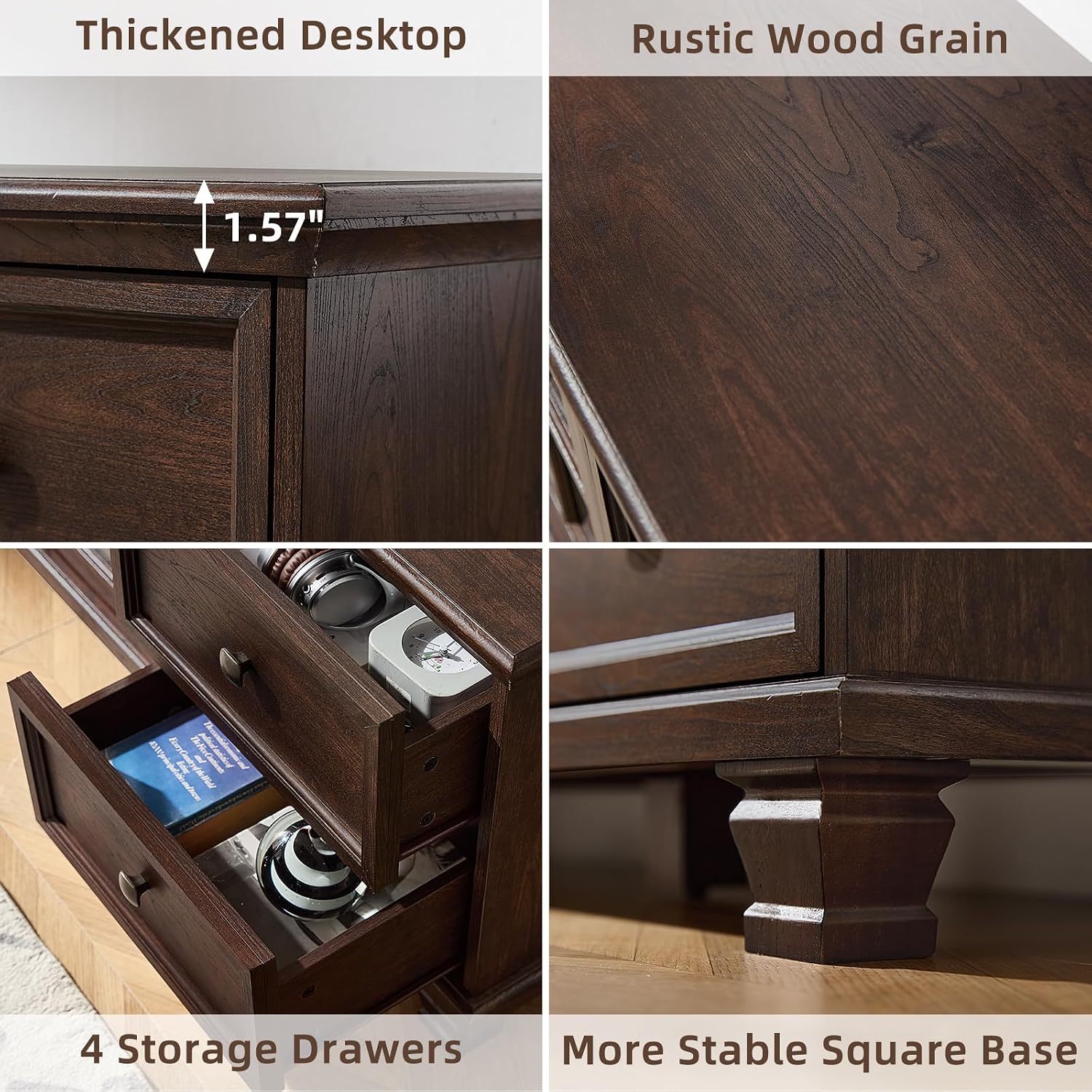 Farmhouse Walnut Drawer TV Stand