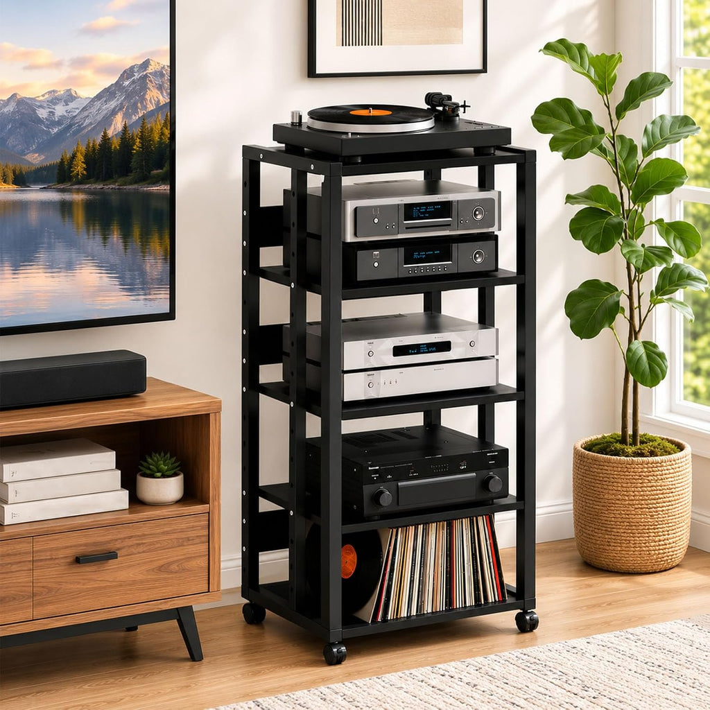 Mobile 5-Tier Audio Media Stand