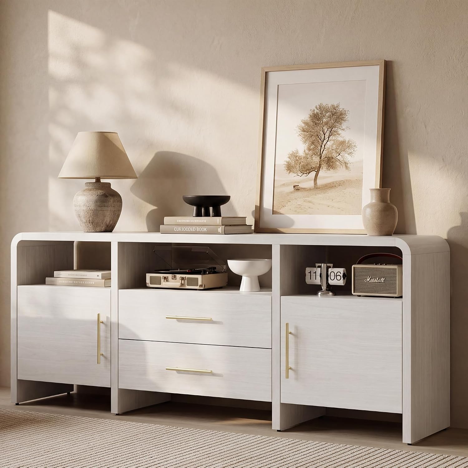 Curved Storage TV Media Stand