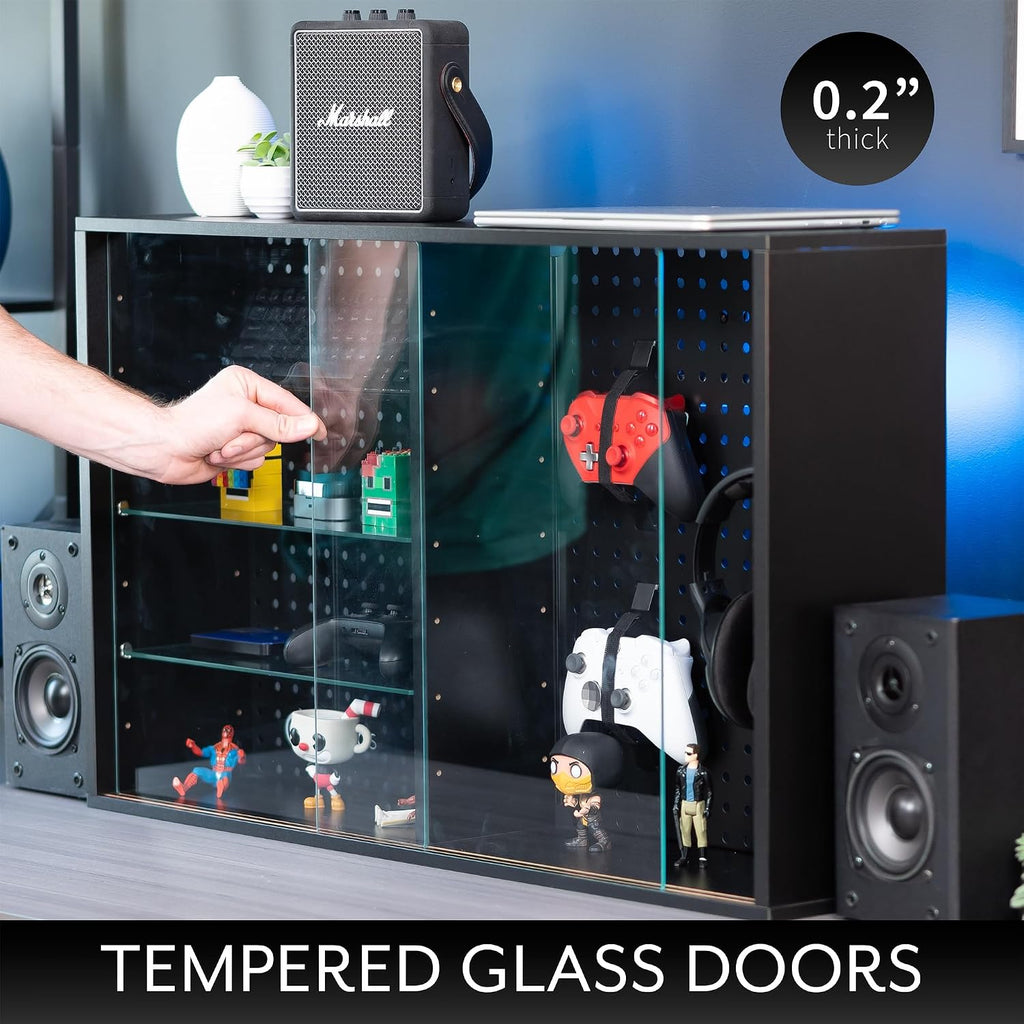 Wall Glass Door Pegboard Cabinet