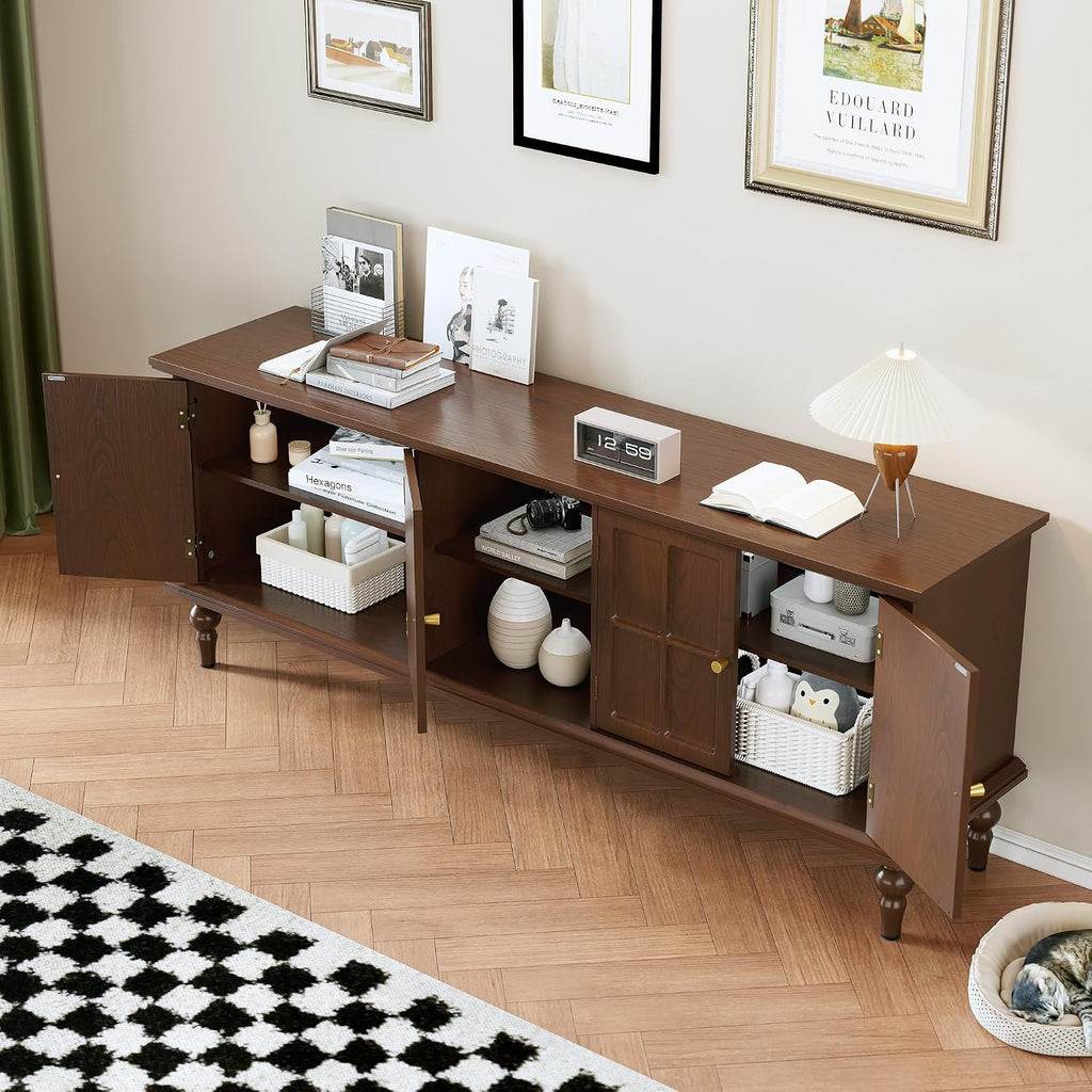 Mid-Century Wood TV Entertainment Stand