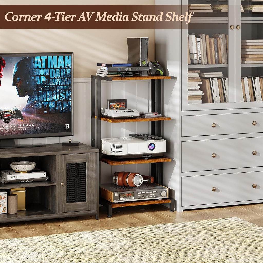 Narrow Corner 4-Tier Media Stand