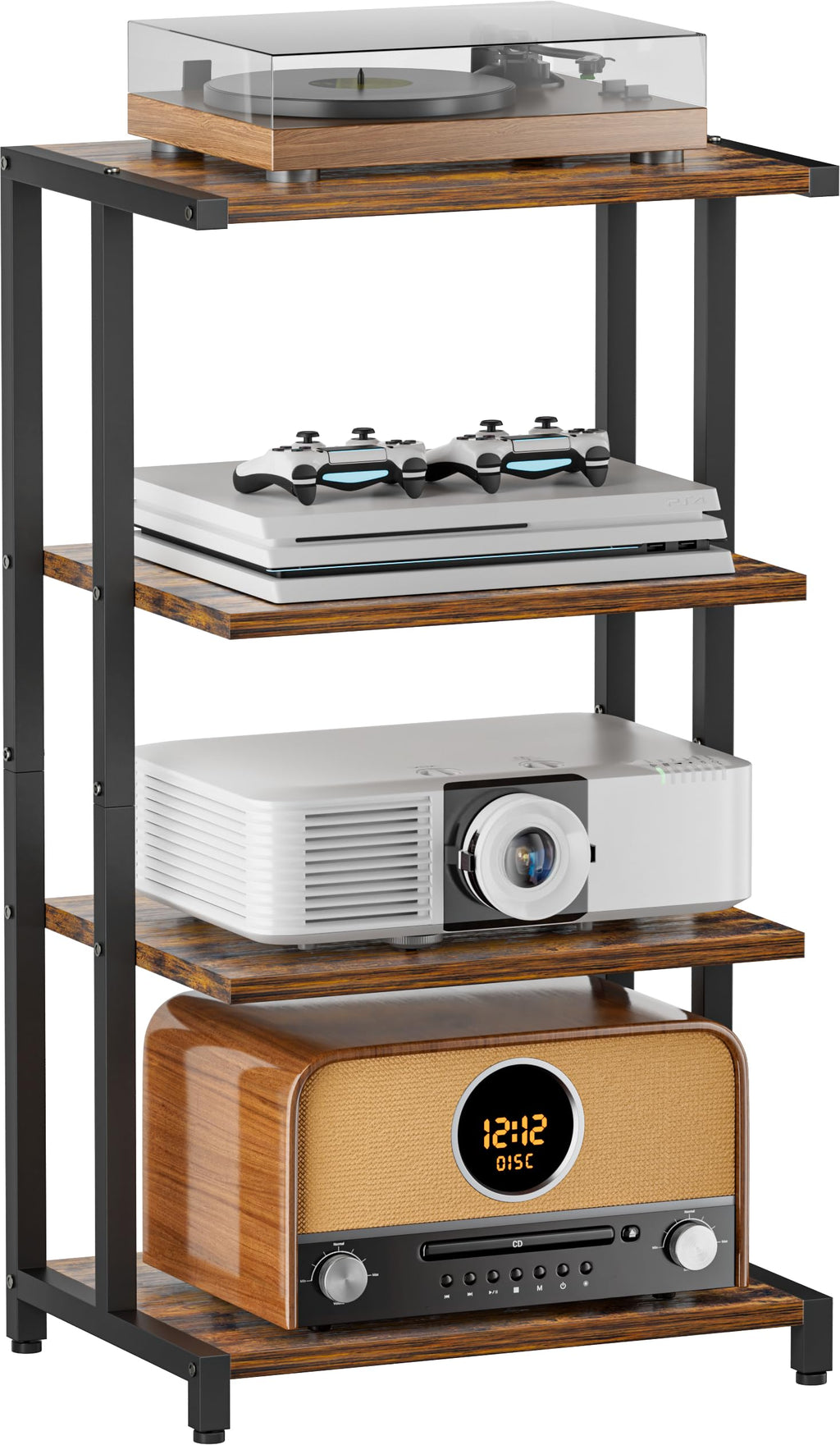 Wooden 4-Tier Media Storage Rack