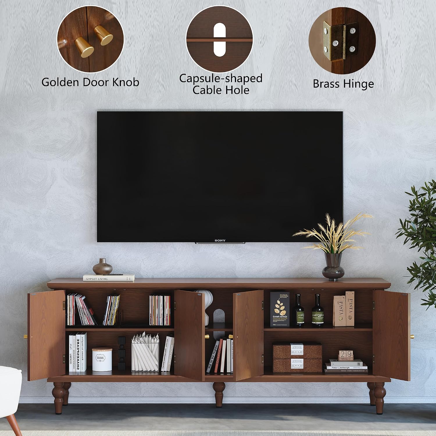 Mid-Century Wood TV Entertainment Stand