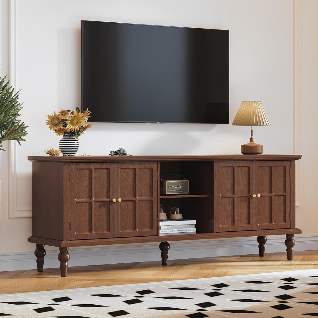 Mid-Century Wood TV Entertainment Stand