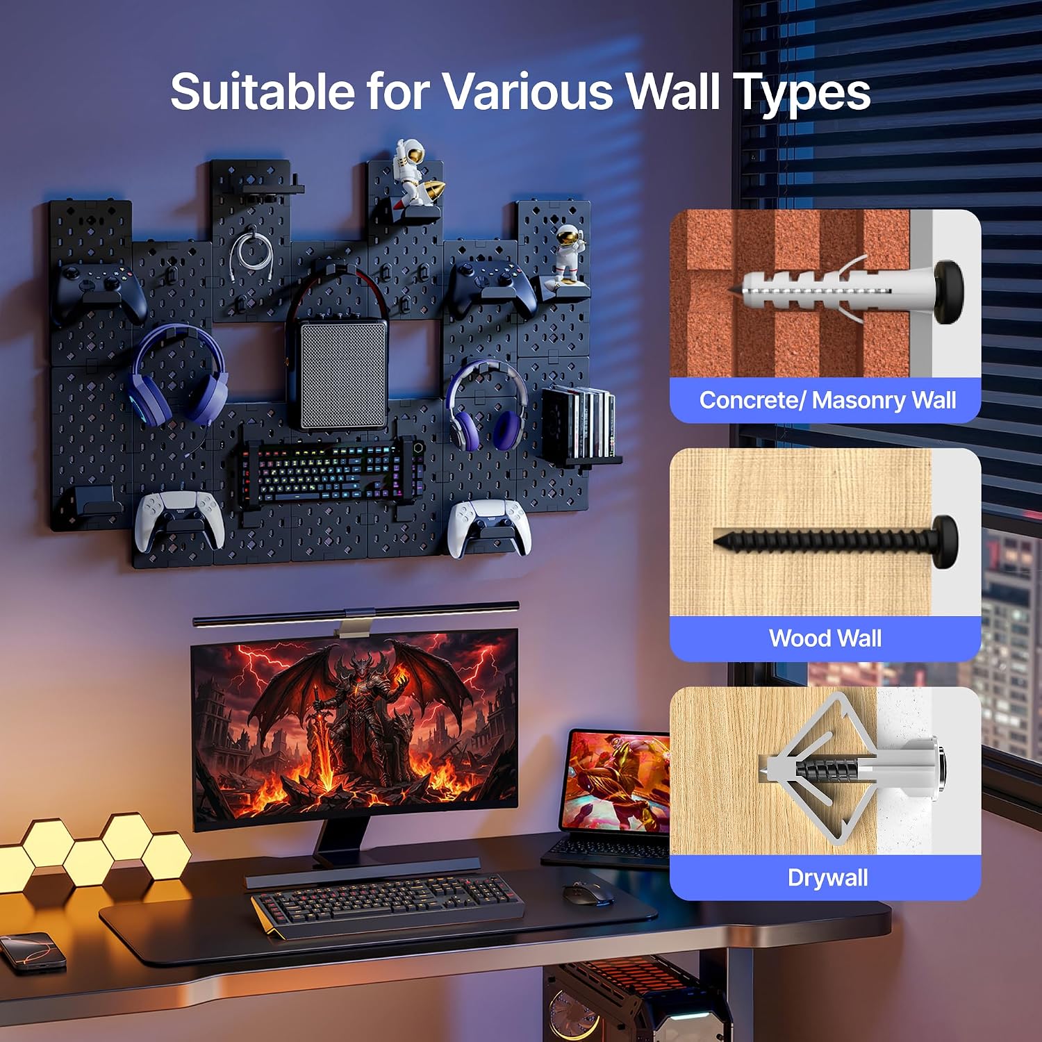 Modular Gaming Pegboard Organizer