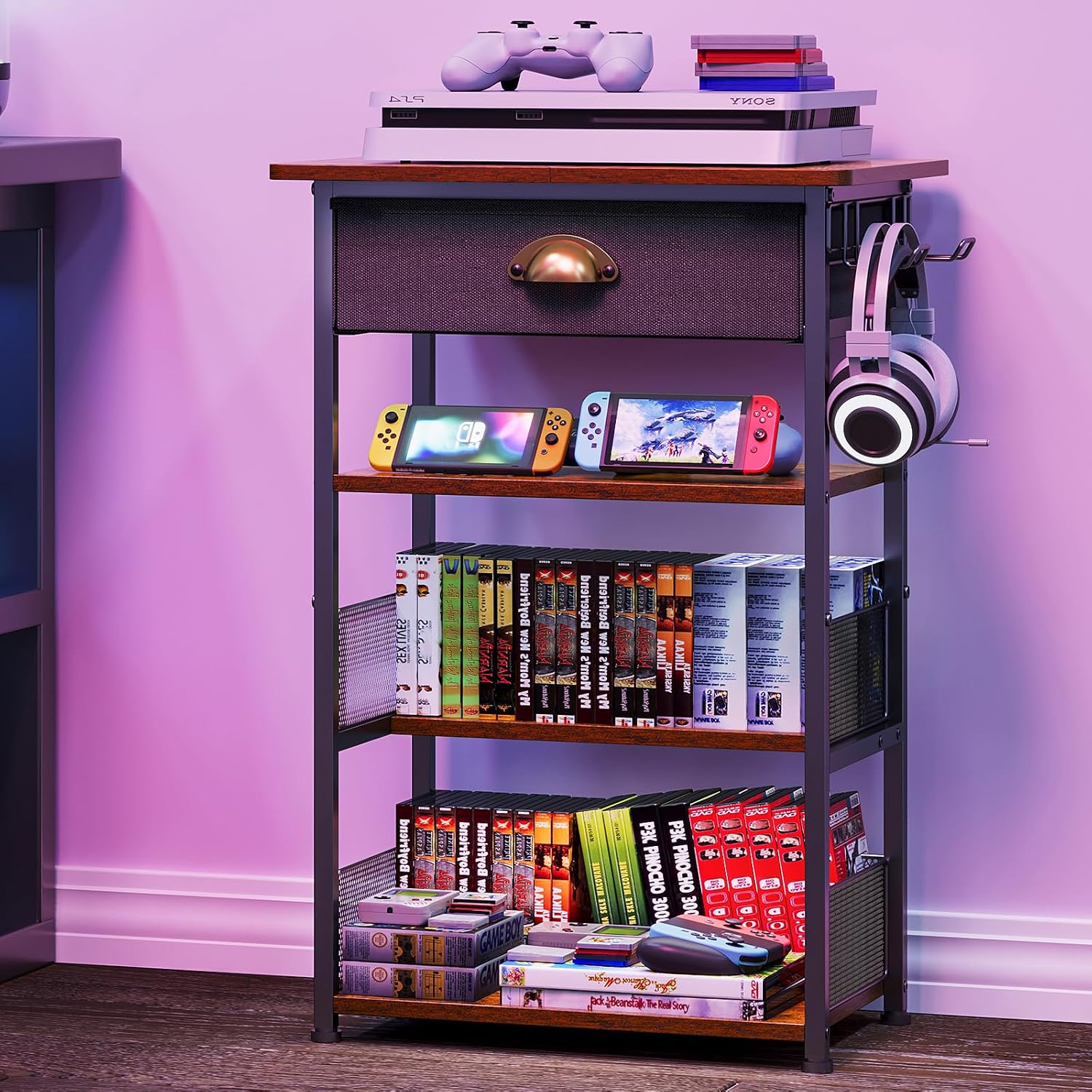 4-Tier Drawer Gaming Media Stand