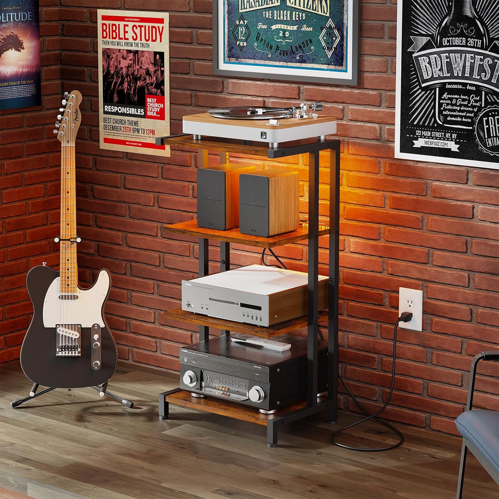 LED Corner 4-Tier Media Stand