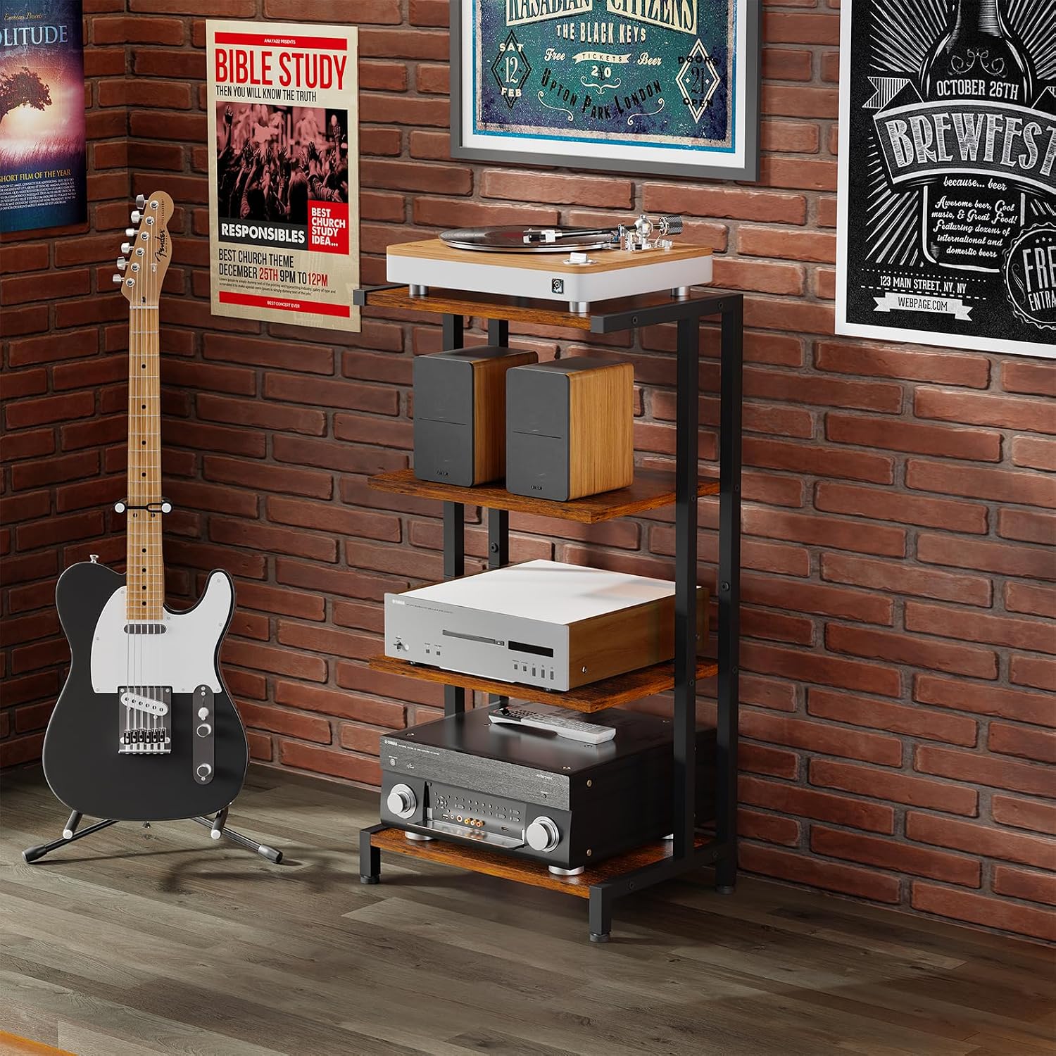 Narrow Corner 4-Tier Media Stand