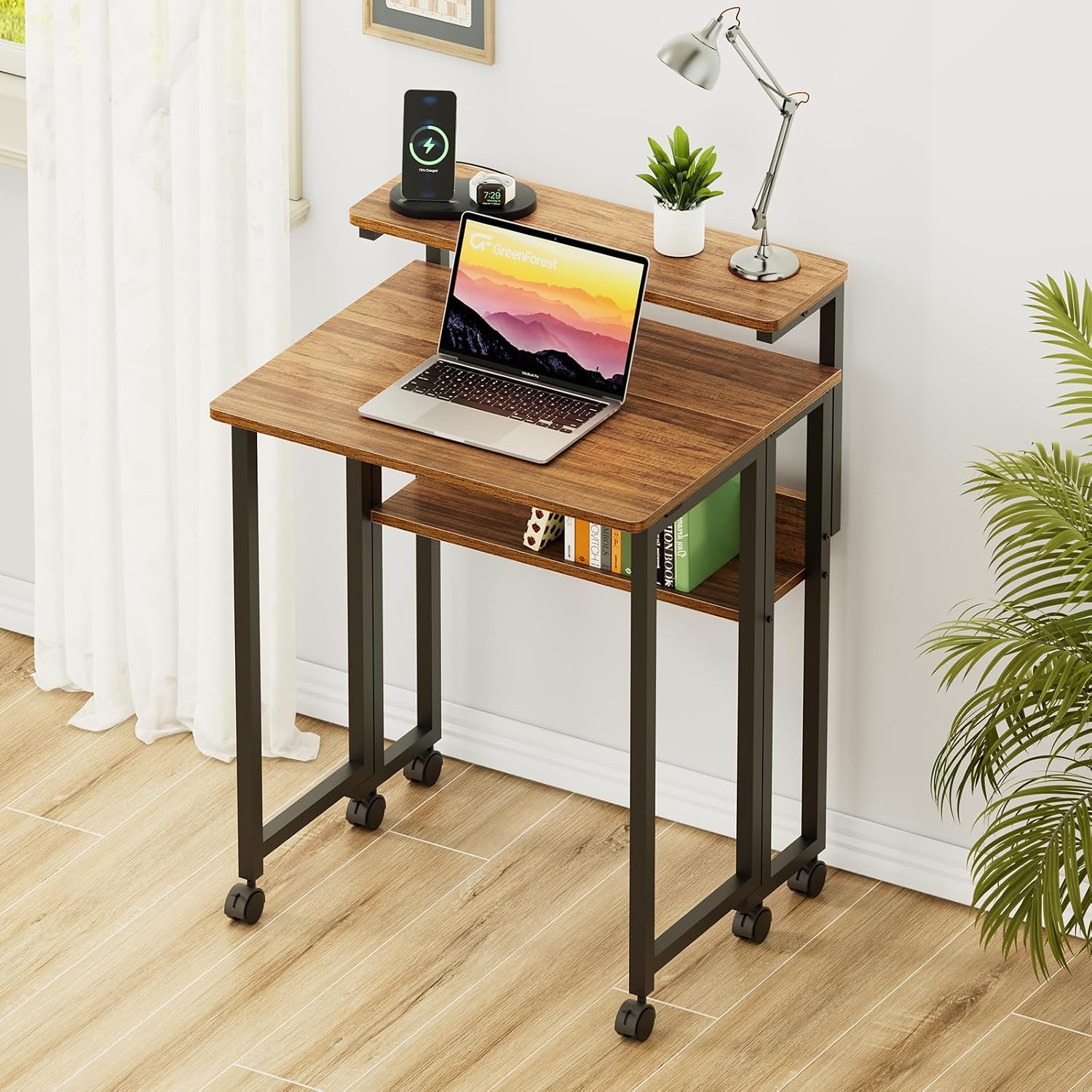 Mobile Folding Desk with Shelves