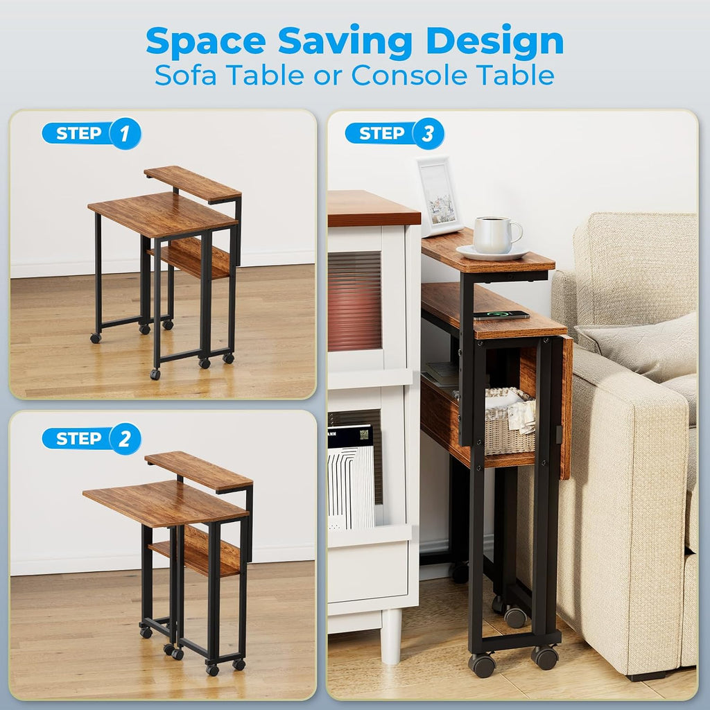 Mobile Folding Desk with Shelves