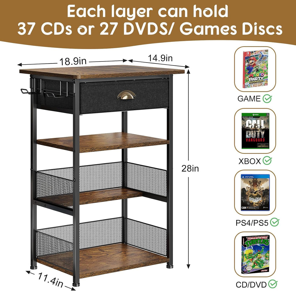 4-Tier Drawer Gaming Media Stand